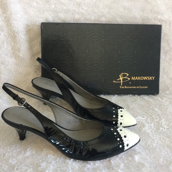 Two tone Kitten heels / Sling backs Wingtip - Picture 1 of 8